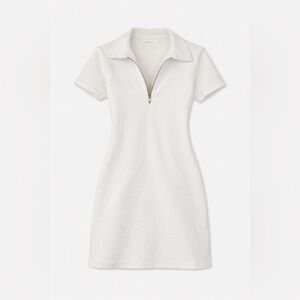 Oak + Fort Minimalist White Zip Dress Size S